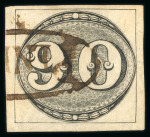 Stamp of Brazil » 1843 Bull's Eyes 1843 Bull's Eyes 90r black used part oval framed hs