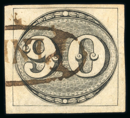 Stamp of Brazil » 1843 Bull's Eyes 1843 Bull's Eyes 90r black used part oval framed hs