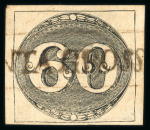 Stamp of Brazil » 1843 Bull's Eyes Ponta Grossa: 1843 Bull's Eyes 60r black used part sl framed hs