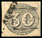 Stamp of Brazil » 1843 Bull's Eyes Pouzo Alegre: 1843 Bull's Eyes 30r black straight line hs