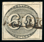 Stamp of Brazil » 1843 Bull's Eyes Porto Feliz: 1843 Bull's Eyes 60r black part framed sl hs