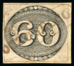 Stamp of Brazil » 1843 Bull's Eyes Pouzo Secco: 1843 Bull's Eyes 60r used brown framed sl hs