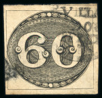 Stamp of Brazil » 1843 Bull's Eyes Villa de Prezidio: 1843 Bull's Eyes 60r early impression used ornate circular hs