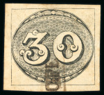 Stamp of Brazil » 1843 Bull's Eyes 1843 Bull's Eyes 30r black four margins part hs