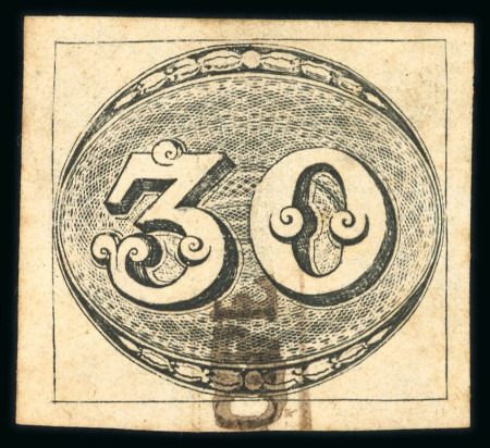 Stamp of Brazil » 1843 Bull's Eyes 1843 Bull's Eyes 30r black four margins part hs