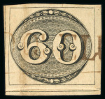 Stamp of Brazil » 1843 Bull's Eyes Queluz: 1843 Bull's Eyes 60r black marginal used sl hs