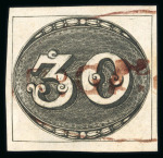 Stamp of Brazil » 1843 Bull's Eyes 1843 Bull's Eyes 30r used large part purple oval hs