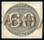 Stamp of Brazil » 1843 Bull's Eyes Sabara: 1843 Bull's Eyes 60r early impression usedpart sl hs