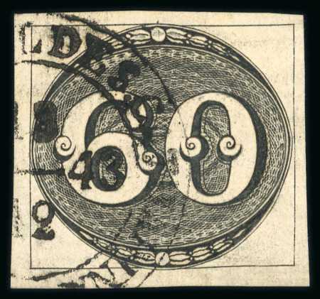 Stamp of Brazil » 1843 Bull's Eyes Santa Catharina,: 1843 Bull's Eyes 60r black used double ring cds