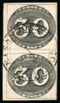 Stamp of Brazil » 1843 Bull's Eyes 1843 Bull's Eyes 30r early impresion vertical pair nearly full cds