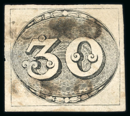 Stamp of Brazil » 1843 Bull's Eyes 1843 Bull's Eyes 30r grey-black used part two sl hs