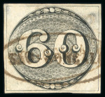 Stamp of Brazil » 1843 Bull's Eyes Sao Goncalo: 1843 Bull's Eyes 60r. black used oval framed hs