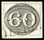 Stamp of Brazil » 1843 Bull's Eyes Sao Joao del-Rei: 1843 Bull's Eyes 60r black used part sl hs