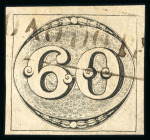 Stamp of Brazil » 1843 Bull's Eyes Sao Joao do Principe: 1843 Bull's Eyes 60r grey-black used framed sl hs