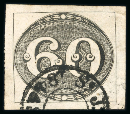 Stamp of Brazil » 1843 Bull's Eyes Sao Joze do Norte: 1843 Bull's Eyes 60r black used large part double circle hs