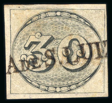 Stamp of Brazil » 1843 Bull's Eyes Sao Luiz: 1843 Bull's Eyes 30r grey black used sl hs