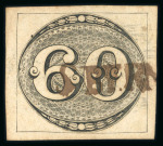 Stamp of Brazil » 1843 Bull's Eyes Sao Bernardo: 1843 Bull's Eyes 60r black used small part hs