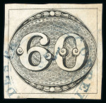 Stamp of Brazil » 1843 Bull's Eyes Sao Paulo, Correio Geral de: 1843 Bull's Eyes 60r used large part blue cds, repaired