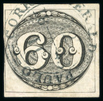 Stamp of Brazil » 1843 Bull's Eyes Sao Paulo, Correio Geral de: 1843 Bull's Eyes 60r black used large part blue cds