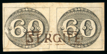 Stamp of Brazil » 1843 Bull's Eyes 1843 Bull's Eyes 60r horizontal pair complete framed hs