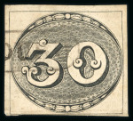 Stamp of Brazil » 1843 Bull's Eyes Sumidouro: 1843 Bull's Eyes 30r used small part framed hs