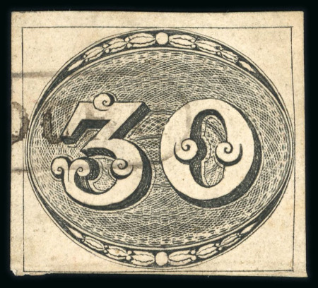 Stamp of Brazil » 1843 Bull's Eyes Sumidouro: 1843 Bull's Eyes 30r used small part framed hs