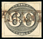 Stamp of Brazil » 1843 Bull's Eyes Tamandva: 1843 Bull's Eyes 60r black used part sl hs