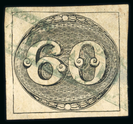 Stamp of Brazil » 1843 Bull's Eyes 1843 Bull's Eyes 60r black usedgreen framed hs