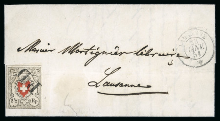 Stamp of Switzerland / Schweiz » Orts-Post und Poste Locale 1851, Poste locale mit Kreuzeinfassung, Erstdruck auf Brief