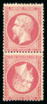 Stamp of France » Empire 1853-1862 1862, Napoléon dentelé Y&T n°24 80c, rare paire tête-bêche