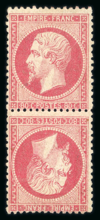 Stamp of France » Empire 1853-1862 1862, Napoléon dentelé Y&T n°24 80c, rare paire tête-bêche