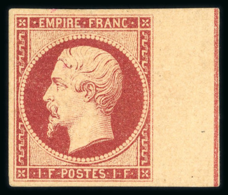 Stamp of France » Empire 1853-1862 1853, Napoléon non dentelé Y&T n°18c, 1f carmin neuf