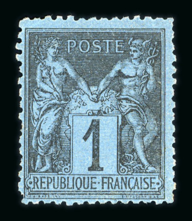 Stamp of France » Type Sage 1876-1900 1876, Sage Y&T n°84, 1c noir sur bleu de Prusse, neuf