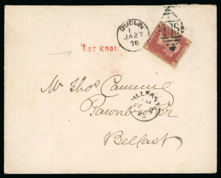Stamp of Ireland » Postal History (Arranged alphabetically by County) Antrim - Belfast: 1875 (27.1) City of Dublin crested