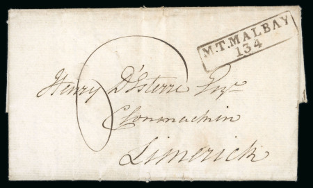 Stamp of Ireland » Postal History (Arranged alphabetically by County) Clare - Miltown Malbay: 1827 (16.4) Folded entire sent