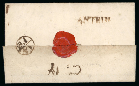 Stamp of Ireland » Postal History (Arranged alphabetically by County) Antrim: 1722 (3.2) Small neat folded entire from Antrim