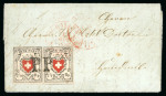 Stamp of Switzerland / Schweiz » Orts-Post und Poste Locale 1850, Orts-Post ohne Kreuzeinfassung im Paar auf Brief
