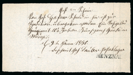 Stamp of Switzerland / Schweiz » Vorphilatelie Schweiz 1850, Not-Postschein von Menznau nach Russwil