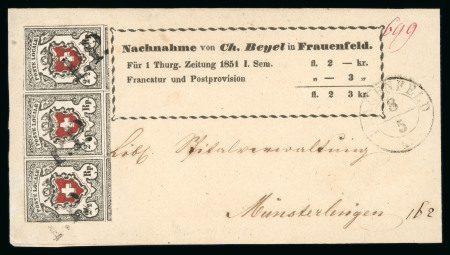 Stamp of Switzerland / Schweiz » Orts-Post und Poste Locale 1851, Poste Locale mit Kreuzeinfassung im waagerechten Dreierstreifen