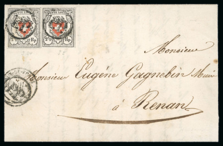 Stamp of Switzerland / Schweiz » Orts-Post und Poste Locale 1851, Poste Locale mit Kreuzeinfassung, 2 Einzelmarken auf Brief
