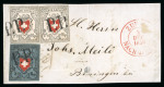 Stamp of Switzerland / Schweiz » Orts-Post und Poste Locale 1850, Poste Locale mit Kreuzeinfassung 2 Einzelmarken in MIschfrankatur mit Rayon I