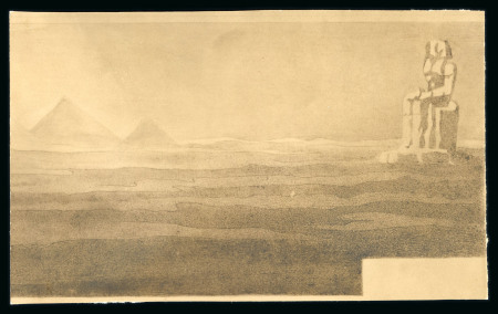 Stamp of Egypt » Commemoratives 1938 International Telecommunication Conference, enlarged photographic essay showing Pyramids of Giza and the Colossus of Thebes