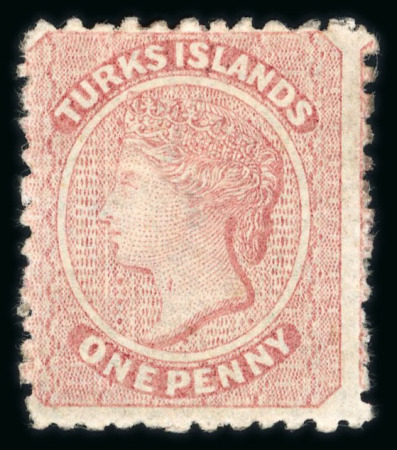 Stamp of Turks and Caicos Islands 1867 No wmk 1d dull rose mint with 'Throat flaw'
