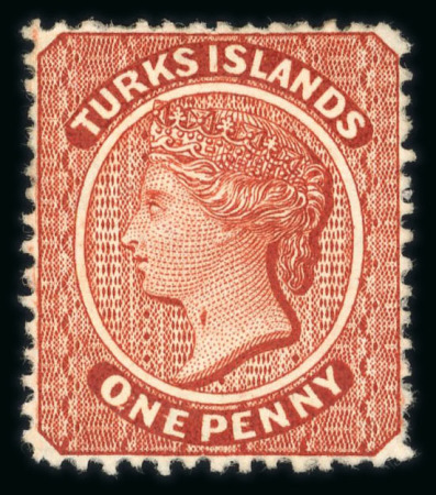 Stamp of Turks and Caicos Islands 1881 Wmk Crown CC (sideways) 1d brown-red mint with 'Throat flaw' variety