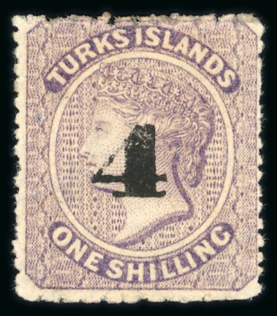 Stamp of Turks and Caicos Islands 1881 '4' on 1/- Setting 2-6 surcharge type 29 mint