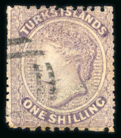 Stamp of Turks and Caicos Islands 1873 Wmk Small Star 1s lilac used