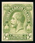 Stamp of Turks and Caicos Islands 1913-28 group of KGV plate proofs on Hagner page