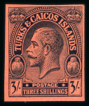 Stamp of Turks and Caicos Islands 1913-28 group of KGV plate proofs on Hagner page