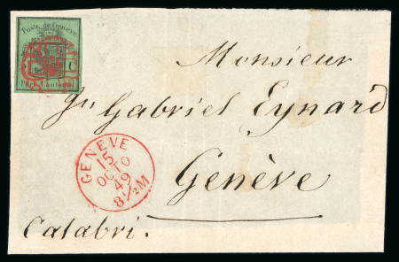 Stamp of Switzerland / Schweiz » Kantonalmarken » Genf 1849, grosser Adler dunkelgrün auf Brief