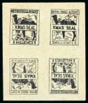 Stamp of Egypt » British Forces in Egypt 1932-35 1932 Essay for the British Forces: Christmas Seal 3m black on grey azure paper, mint and mint nh imperforate block of four showing two vertical TETE-BECHE pairs